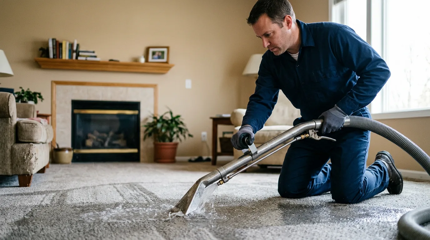 Water damage restoration technician working near Clayton, KS